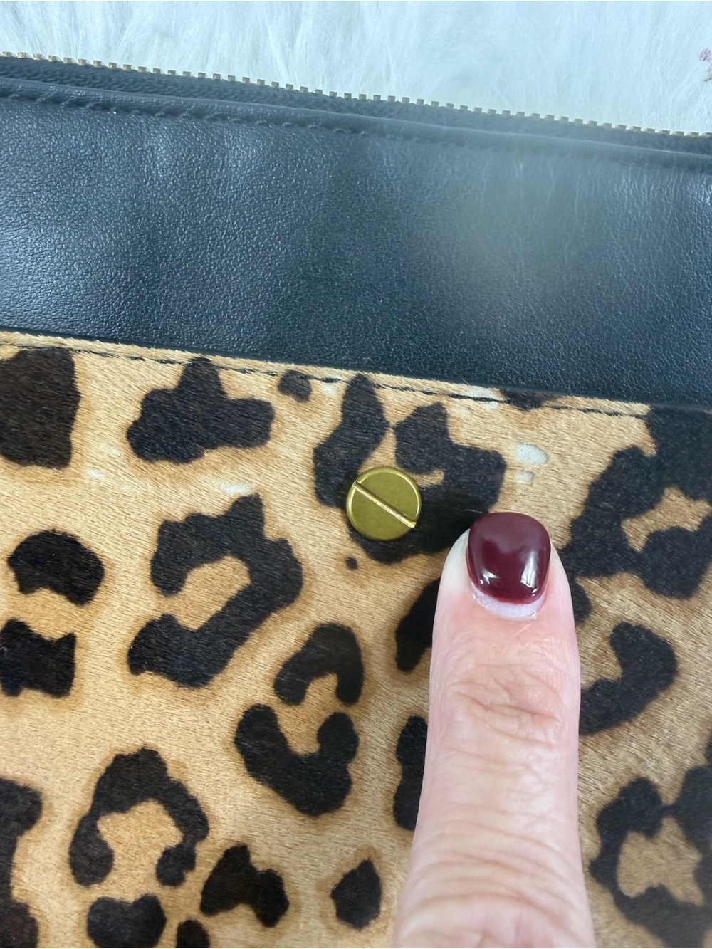 J.Crew Leopard Print Calf Hair Leather Zip Clutch Tassel Animal Print - Picture 9 of 9